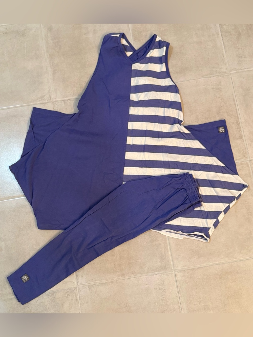 KidCuteTure Sz 12 Purple White Dress & Capris